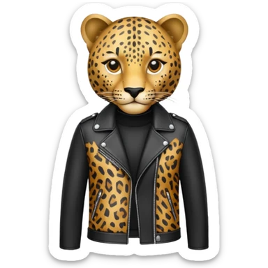 leopard in stylish leather jacket sticker