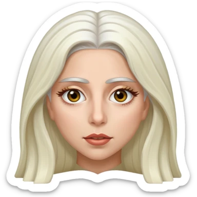 Lady Gaga with hazel eyes, long white hair sticker