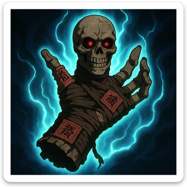 Jujutsu Kaisen cursed object with glowing aura, anime style sticker