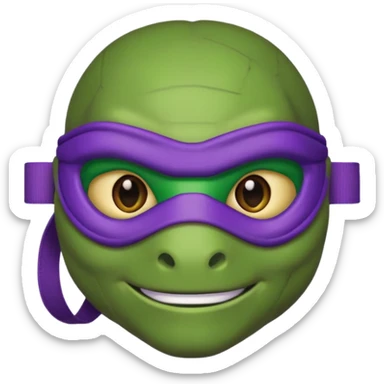 Donatello from Teenage Mutant Ninja Turtles, emoji style, head only, with a tech accessory sticker