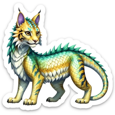 Shiny exotic iridescent Dragon-Tiger-type Lynx-Bobcat-Fakémon-creature full body sticker