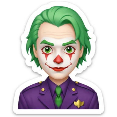 a joker dressed in an officer's uniform sticker