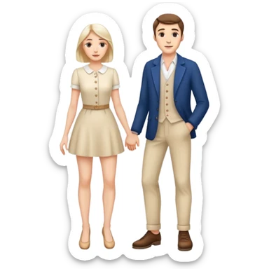 french pair men and woman photorealistic standing on feet sticker