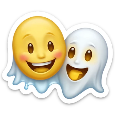 Emojis qui rigole fusionné avec l’emojis fantôme 👻 sticker