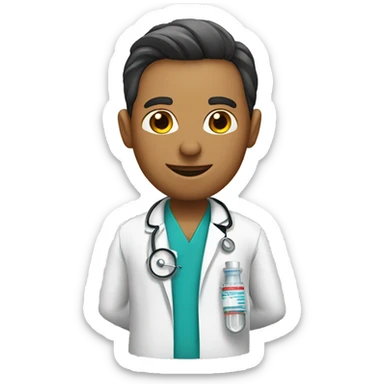 doctor with a syringe sticker