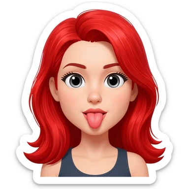 Mujer sacando la lengua con peló rojo sticker