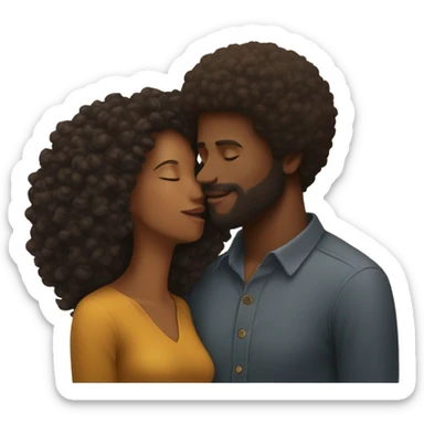 Black man with Afro kissing brown women  sticker