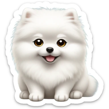 Cute chubby white baby pomeranian  sticker