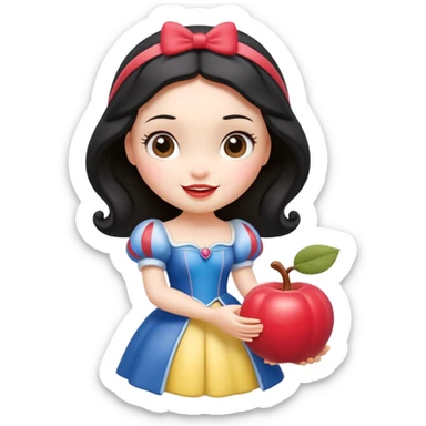 Isolated, detaile illustration of the most incredibly adorable modern style, disney snow white
figurine imaginable, toy style. sticker