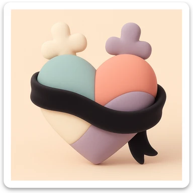 gothic heart with a black velvet ribbon, mochi style sticker