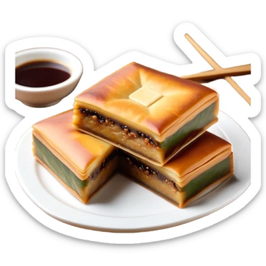 martabak manis-cinematic-realistic-martabak manis-dish-emoji,-depicted-as-a-single,-square-slice-of-sweet,-thick-martabak manis-with-a-rich,-indulgent-filling,-rendered-with-detailed-textures-and-vibrant,-appetizing-lighting sticker