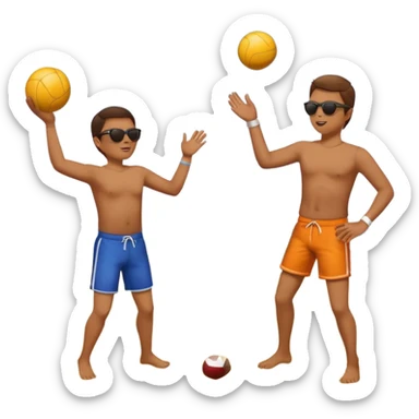 Throwing a ball at the beach to another person. Only one ball. sticker