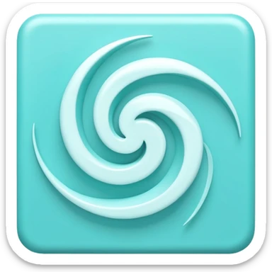 a Tiny compressed Stylized light-turquoise whirlwind symbol inside a pastel white square icon, light turquoise borders sticker