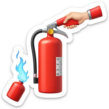 A hand holding Fire extinguisher and extinguishing the fire, no man sticker
