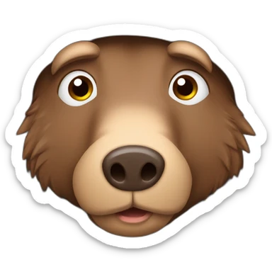 Bored brown boar in a black winter hat and black jacket sticker