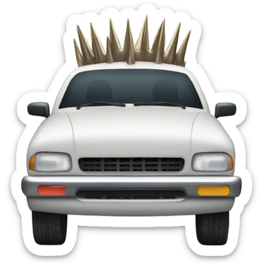Car with spikes on front  sticker