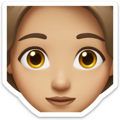 Girl with brown eyes, straight long brown hair, and peach skin with long eyelashes sticker