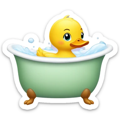 a cute little ducky in a bathtub sticker