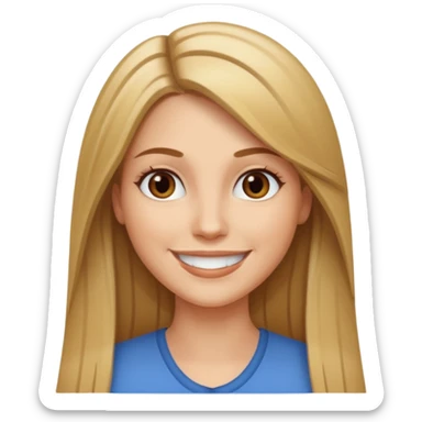 Mulher branca, cabelos longos liso castanhos com mexas loiro sticker