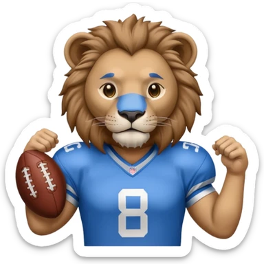 blue color lion wearing american football jersey sticker