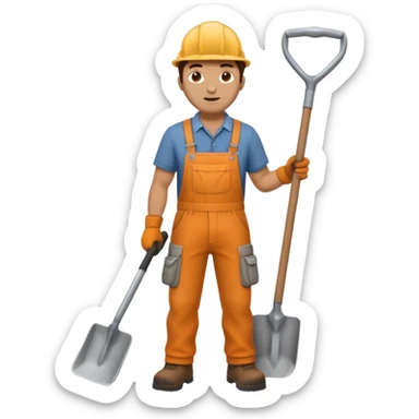 Landscaping company worker, shoveling, full body sticker