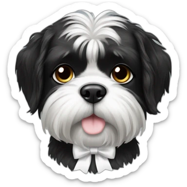 black shitzu dog with white tie in fur sticker
