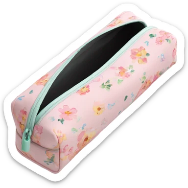 Pencil case light pink with flowers  sticker