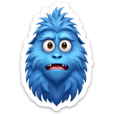 A skinny and lanky tall blue furry monster with a slightly triangular head put the top having a small curve going inward  sticker