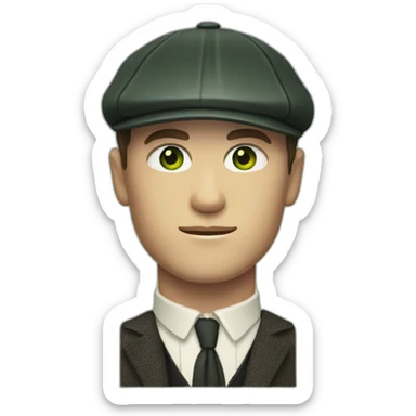 tommy shelby with short hair and green eyes no hat sticker