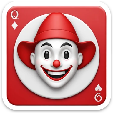 square poker card with a jolly joker sticker