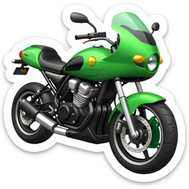 Créame un emoji de moto negra con verde para WhatsApp sticker
