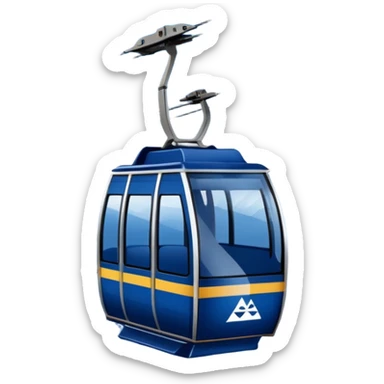 create a cablecar emoji in winter with the logo of Bergbahnen Adelboden Lenk. make it navy dark blue. and add the words: Lenk  sticker