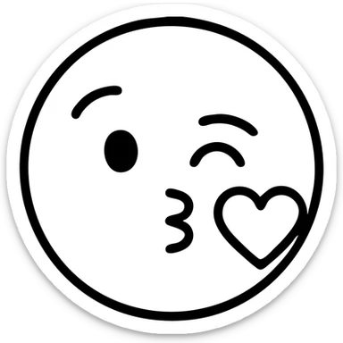 monochrome black and white love emoji blowing a kiss sticker
