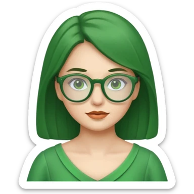 green glasses and green dressed woman sticker