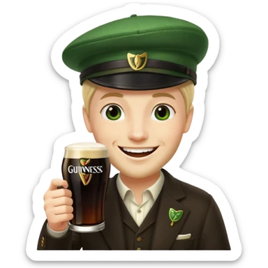 Saying cheers with a Guinness sticker