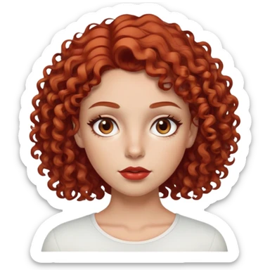 a tattooed girl with light brown eyes, curly dark red hair and thin eyebrows and thick lips sticker