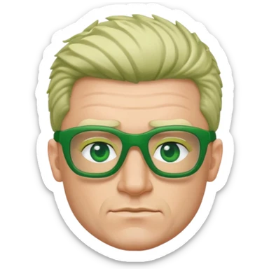 irish rugby player with skin head hair and green glasses sticker