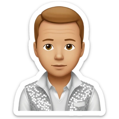 Donnie Wahlberg from NKOTB with golden brown hair, white sequin outfit sticker