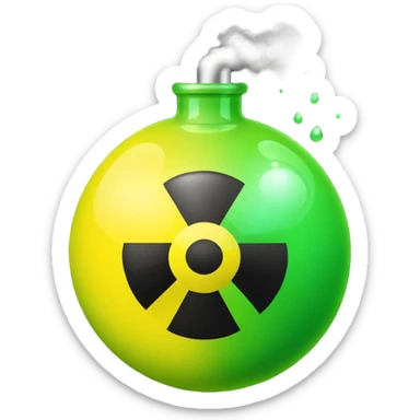 create a poison bomb which is radioactive in color, make the poison inside spoiling out and make the bomb gradient from green to yellow, make the bomb a sphere sticker