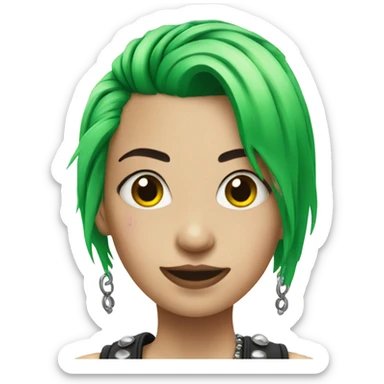 punk girl with piercings and green hair sticker
