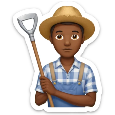 A black man with a hoe in a cotton feild sticker
