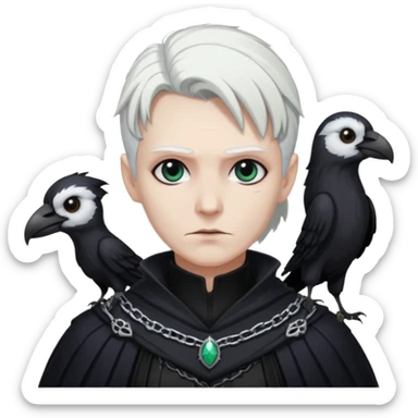 necromancer with black raven outfit wihte hair sticker