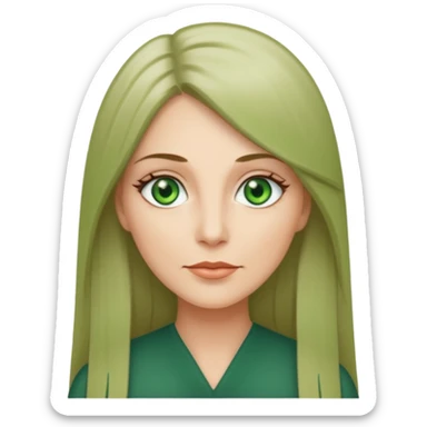 middle age woman with green eyes and long straight ash hair sticker