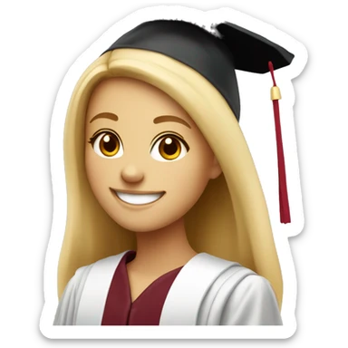 Blonde girl smiling wearing graduation cap with university of Chicago Loyola sticker