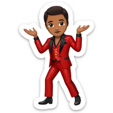 Jackie Wilson with dark brown hair, red sequin outfit sticker