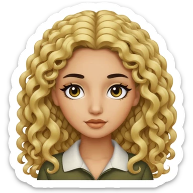 olive skin, curly long hair, baddie,pretty, black eyeliner, long hair blonde sticker