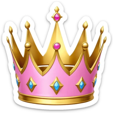 A luxurious golden crown with pink accents and elegant details, a prominent empty space or cutout in the center sticker