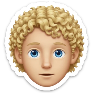 blonde boy with curly hair past his hears sticker