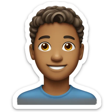 A 12-year-old brown boy, chubby-cheeked, smiling sticker