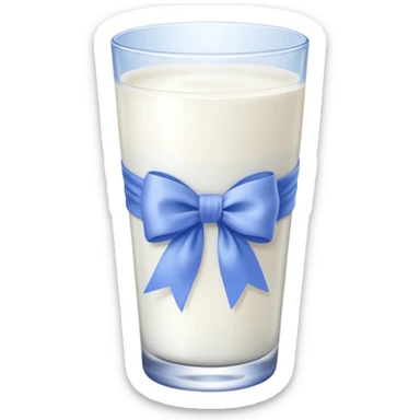 Glass of milk with a Periwinkle bow wrapped around the glass  sticker